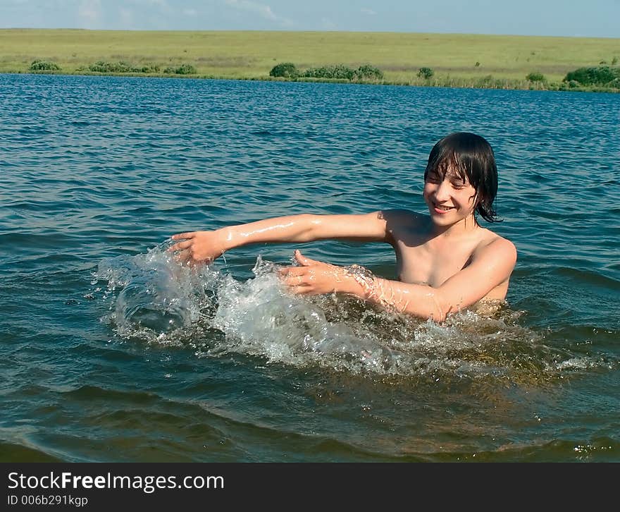 Boy in water. Boy in water