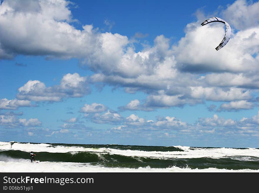 Kite surfer, Baltic Sea. Kite surfer, Baltic Sea