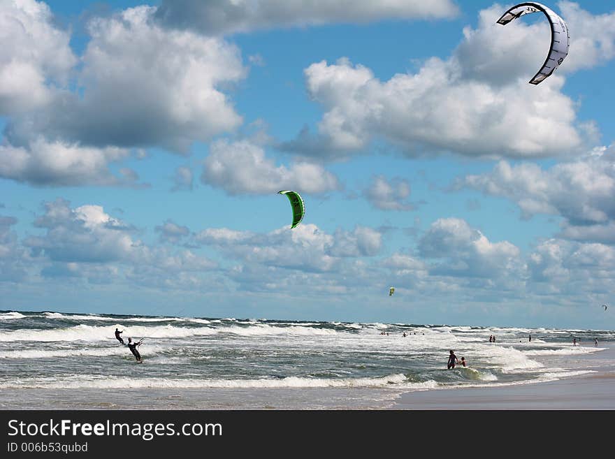 Kite surfer, Baltic Sea. Kite surfer, Baltic Sea