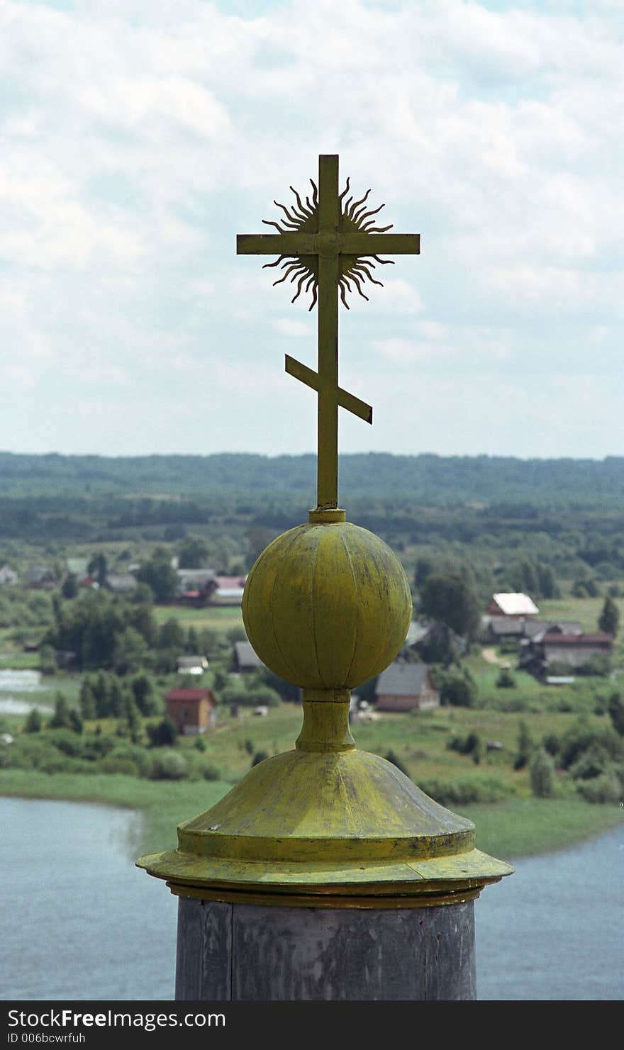 Cross on dome of church. Lake Seliger. Russia. Cross on dome of church. Lake Seliger. Russia