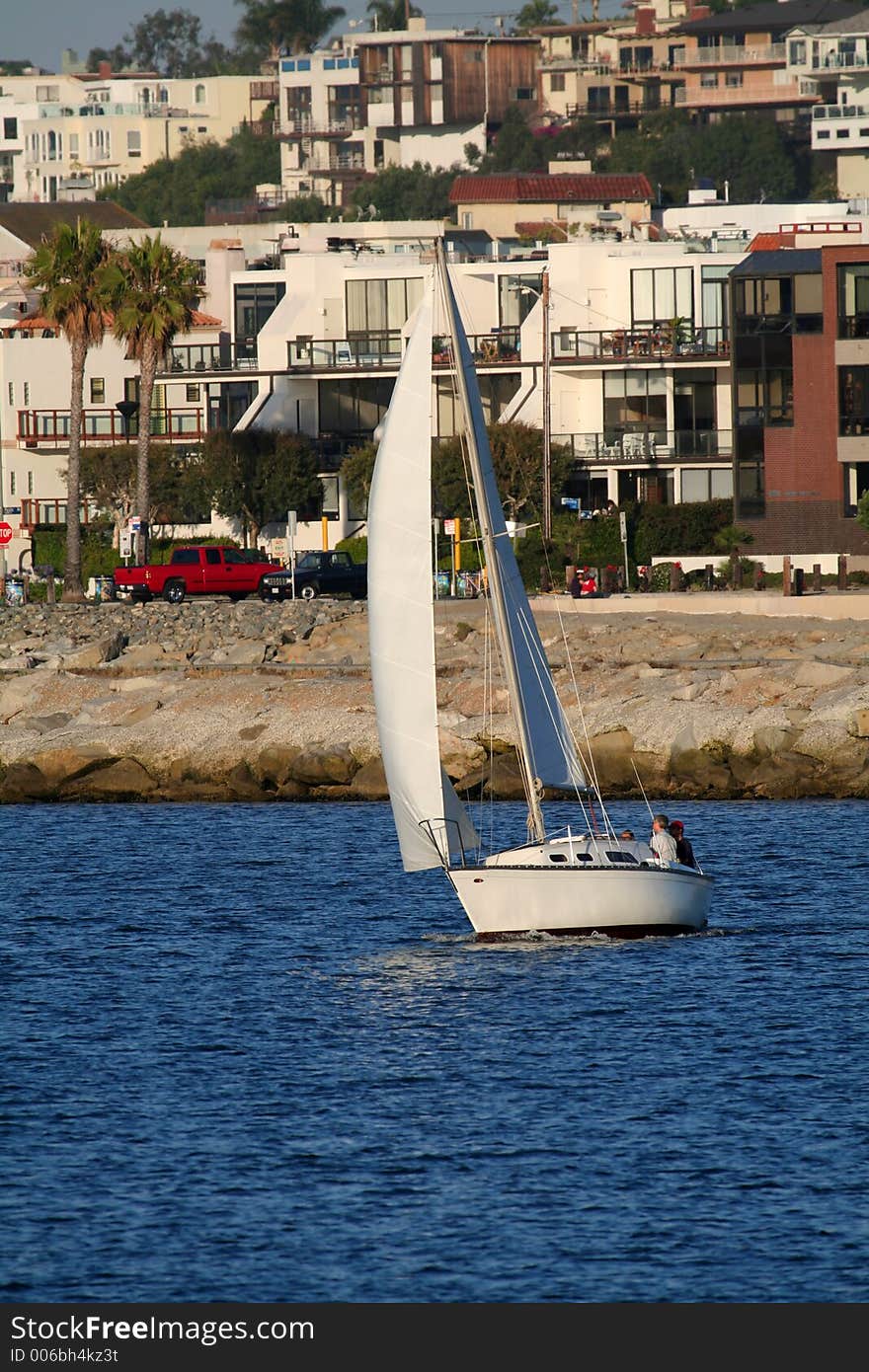 Sailboat reaching into the wind