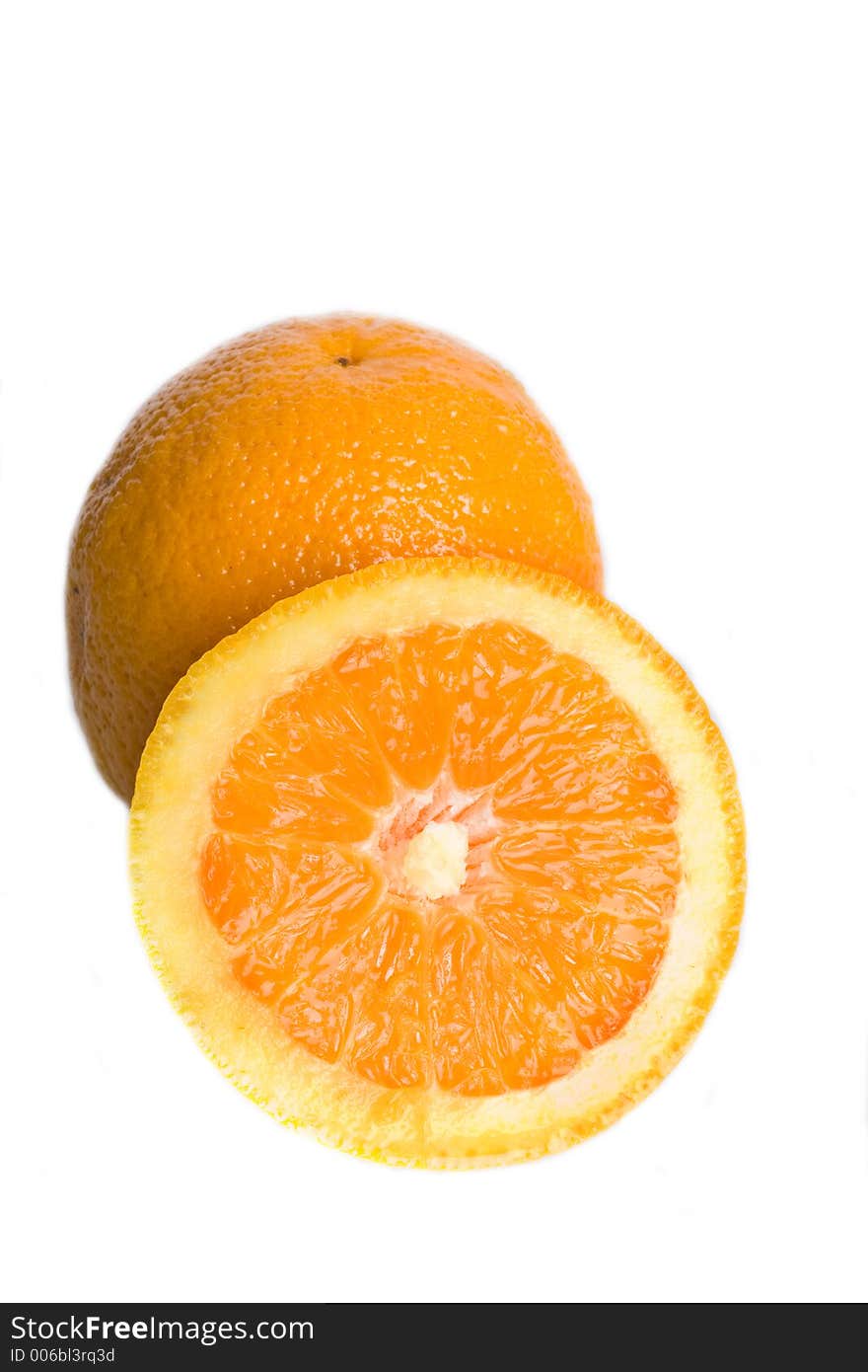 Two oranges against white background