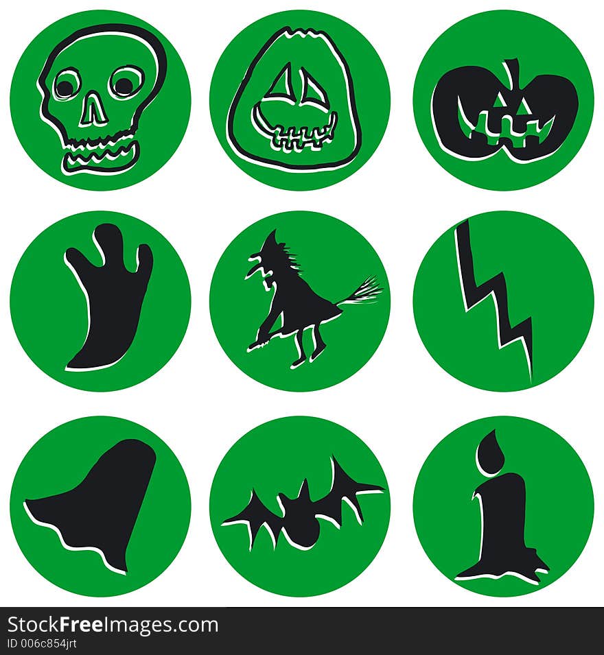 Set of nine different halloween icons - additional ai and eps format available on request