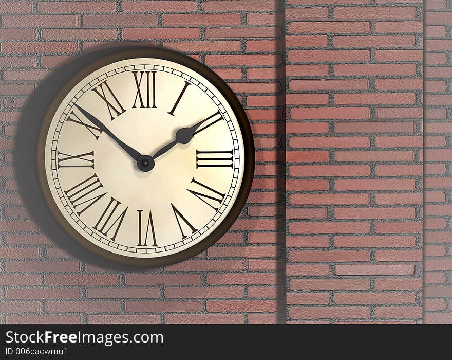 Clock on wall - 3d render