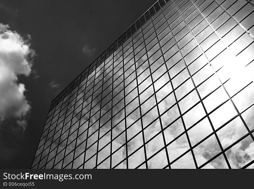 Reflection of clouds in a skyscraper in Minneapolis. Reflection of clouds in a skyscraper in Minneapolis