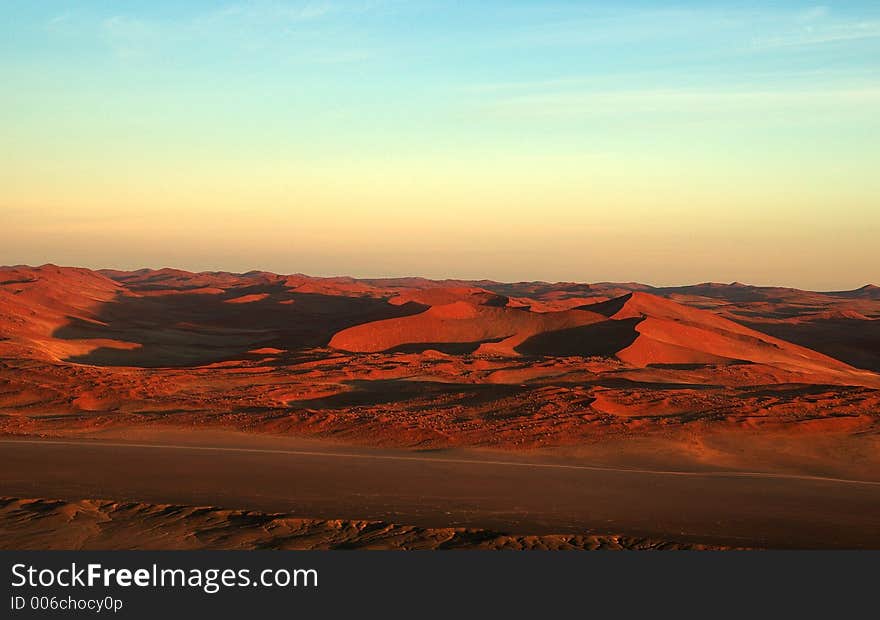 Namib landscape shot from a balloon. This is a morning picture. Namib landscape shot from a balloon. This is a morning picture.