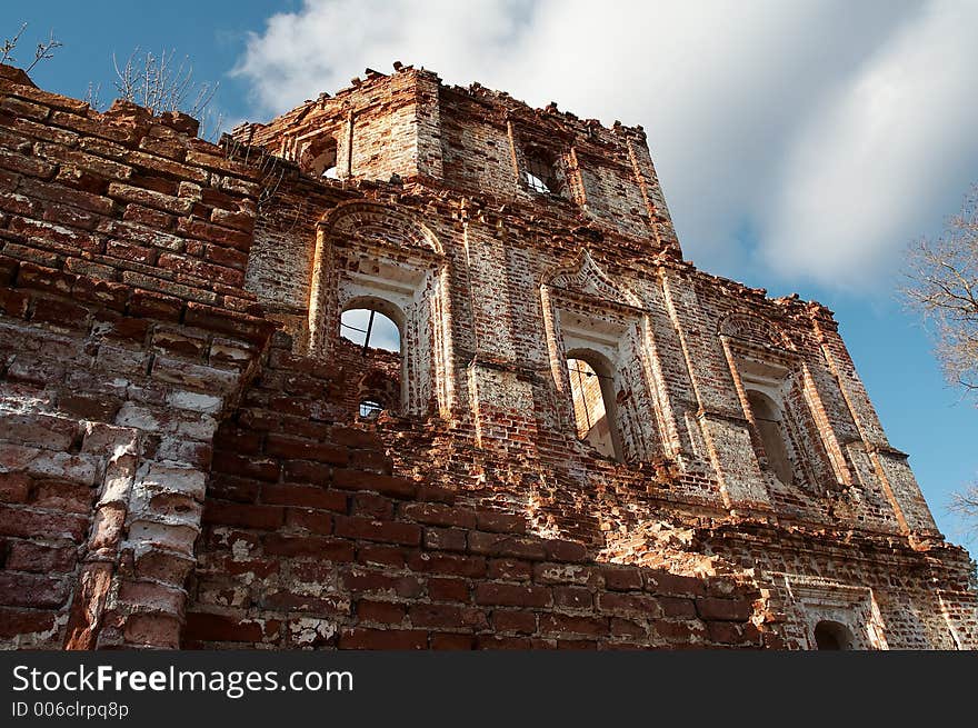 Ruins of old monastery, Pinega river, Russia