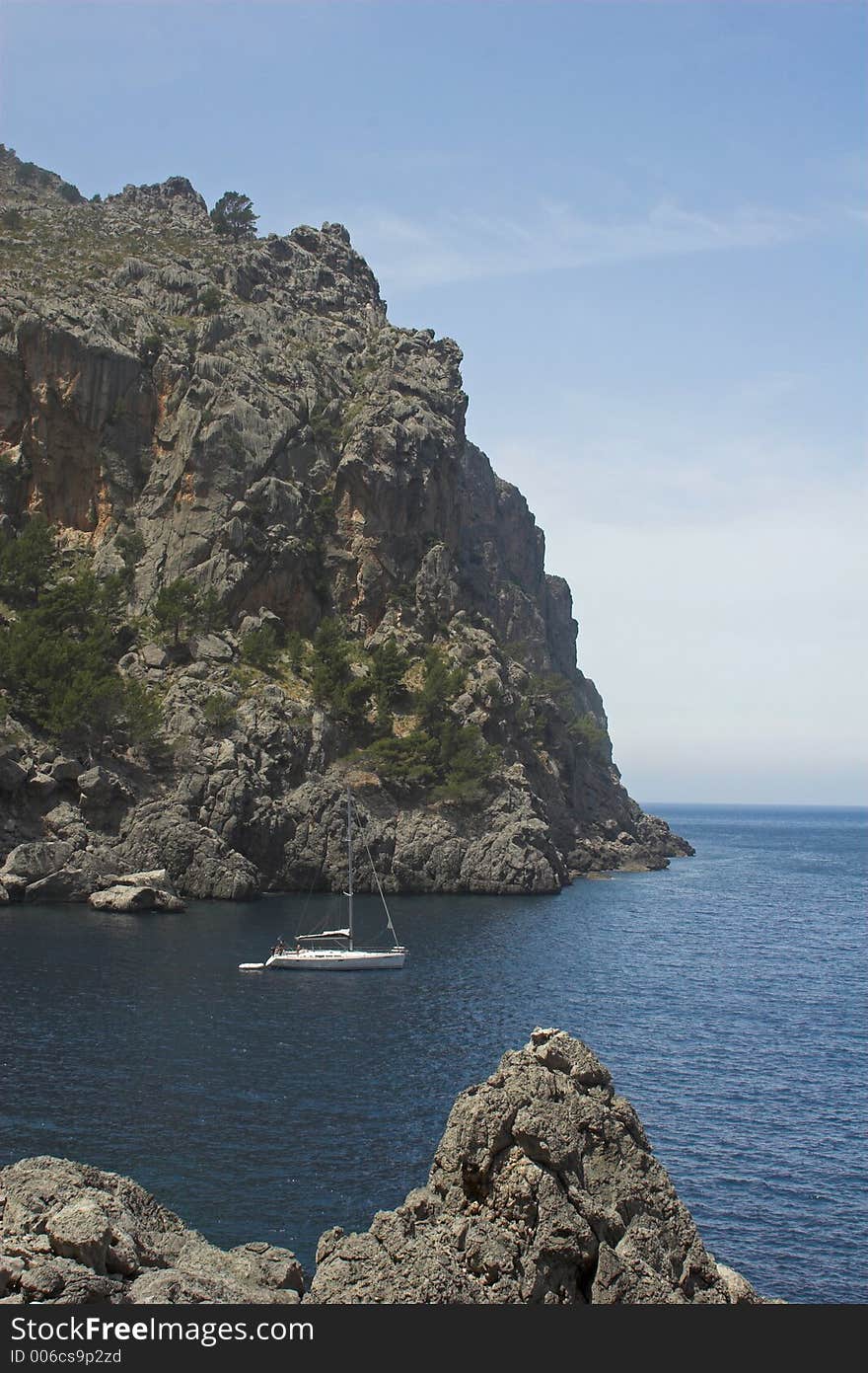 Sea, yacht & mountain