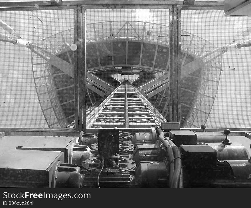 Lift in the Telefonica tower in Barcelona, Spain