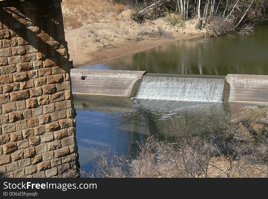 Small dam overflowing