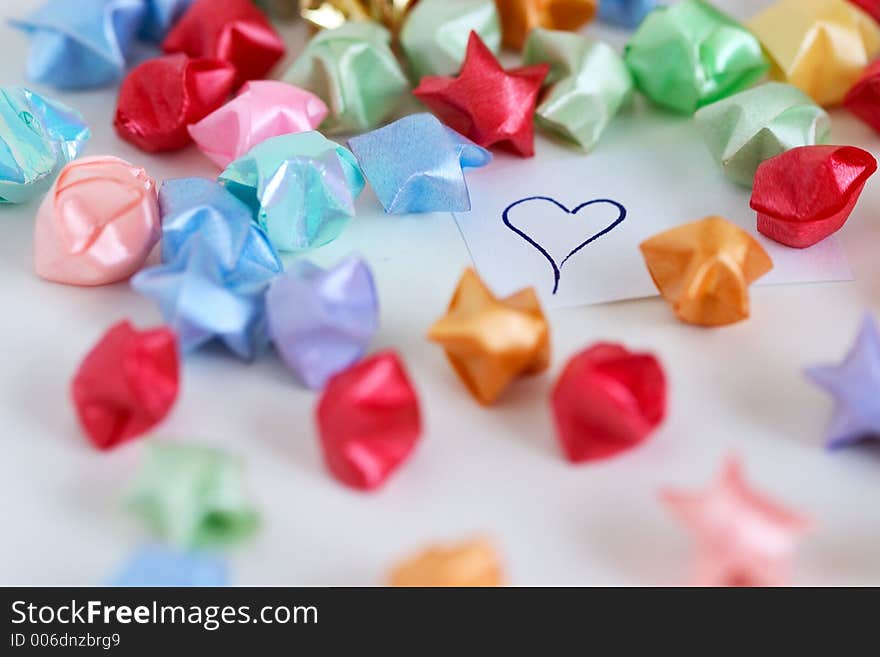 Origami Stars Around A Heart