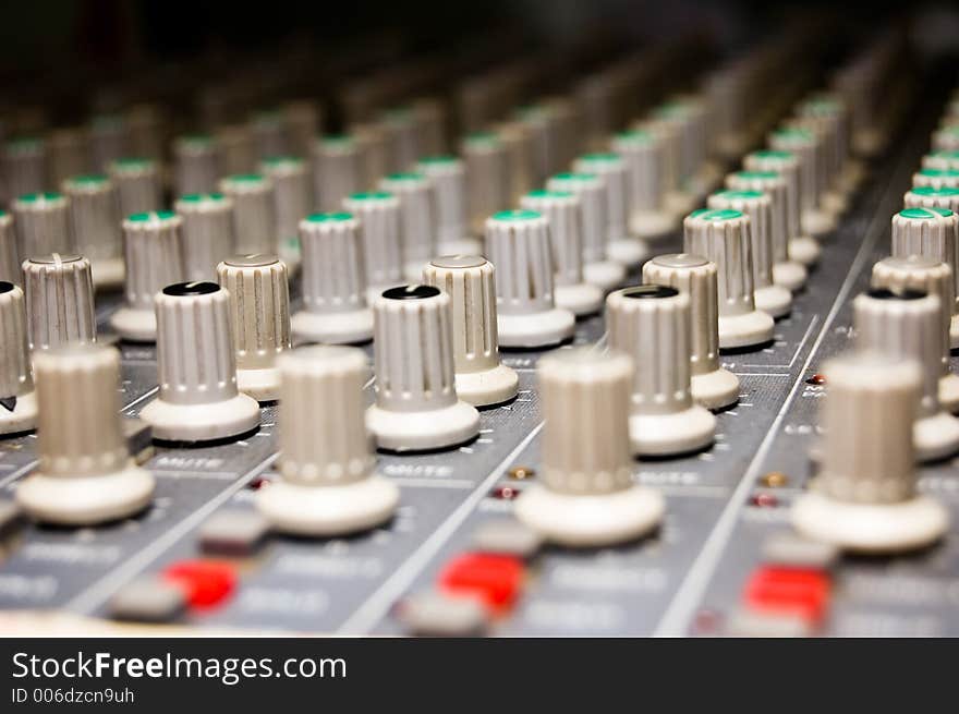 Closeup of a studio mixer