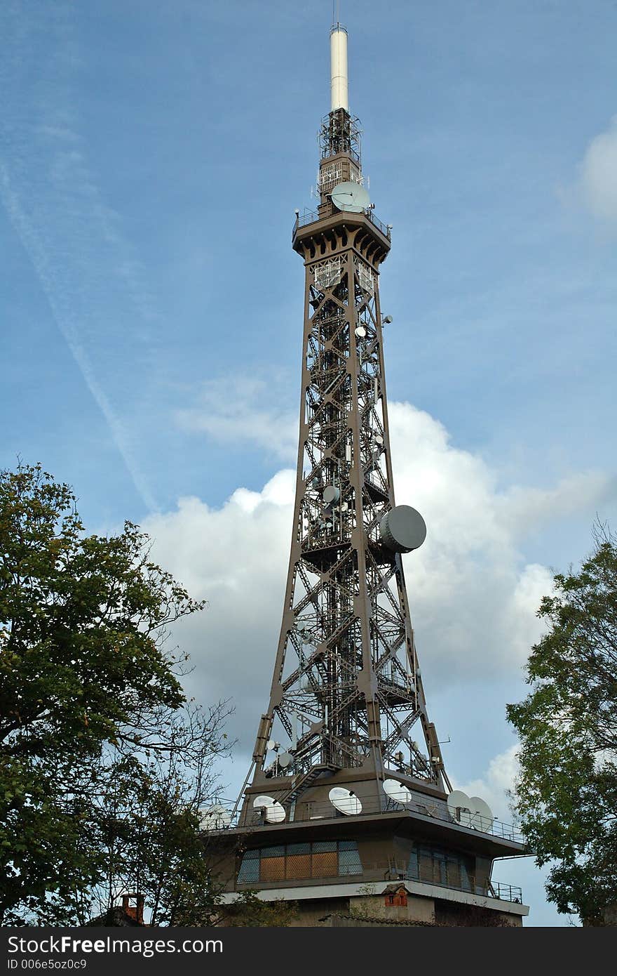 The metal tower of Fourvière is a landmark of Lyon. (France) It is a steel framework tower similar to the Eiffel Tower with a height of 85.9 meters. It was built between 1892 and 1894, not by J. Eiifel but by M. Gay. Until 1953 it was used as observation tower, now it is used as a television transmitter. The metal tower of Fourvière is a landmark of Lyon. (France) It is a steel framework tower similar to the Eiffel Tower with a height of 85.9 meters. It was built between 1892 and 1894, not by J. Eiifel but by M. Gay. Until 1953 it was used as observation tower, now it is used as a television transmitter.