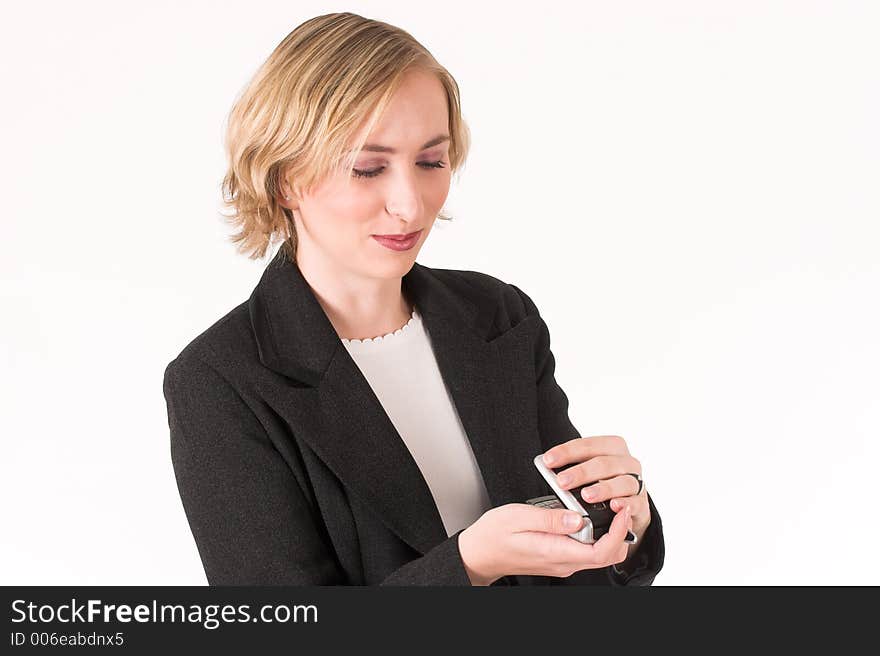 Business women opening/closing cell phone. Business women opening/closing cell phone