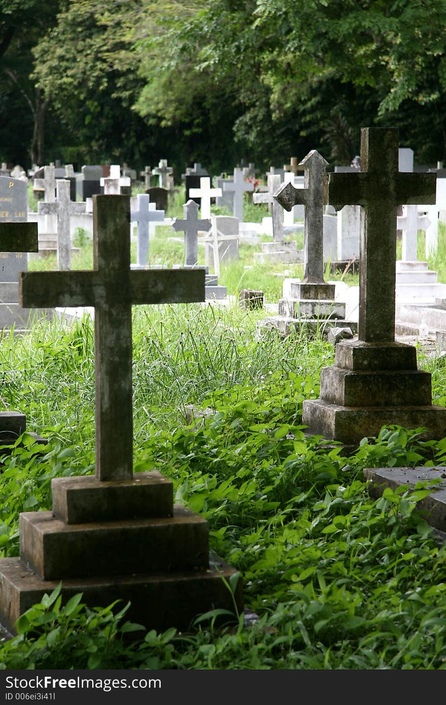 Gravestones at a Christian cemetery