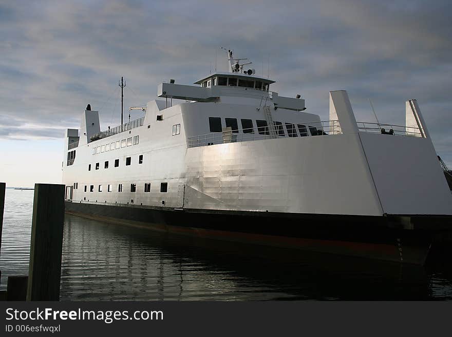 Docked Ferry waits for passengers to board.