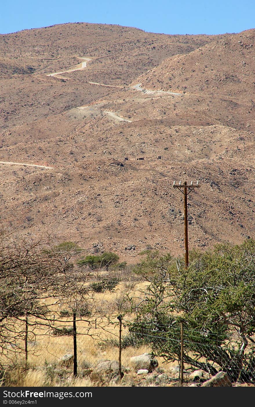 View from the valley to the top of the spreetshoogte pass in namibia. View from the valley to the top of the spreetshoogte pass in namibia.