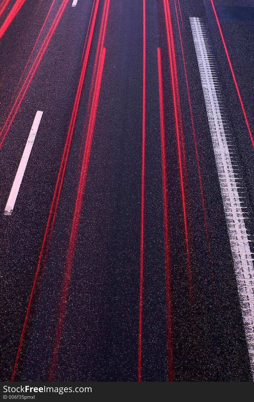 Night traffic in denmark shot from above (a bridge) with low shutter speed