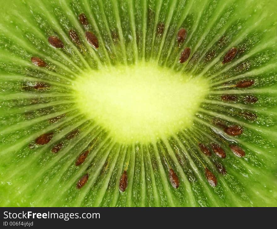 Kiwi fruit with macro lens. Center.