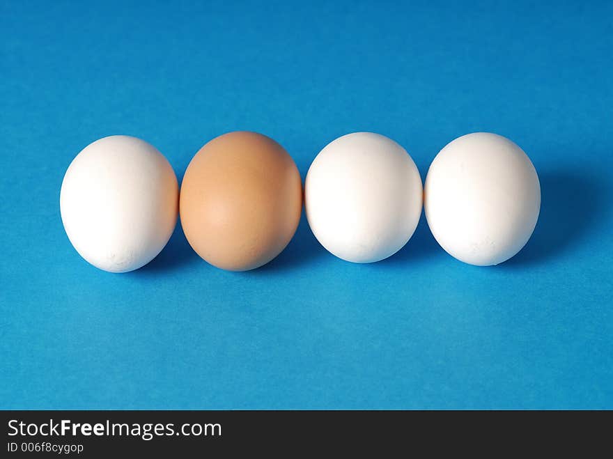 Eggs on blue background