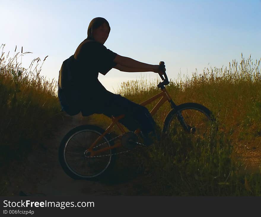 Rider on bmx