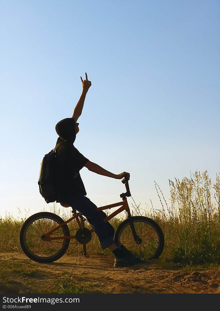 Rider on bmx