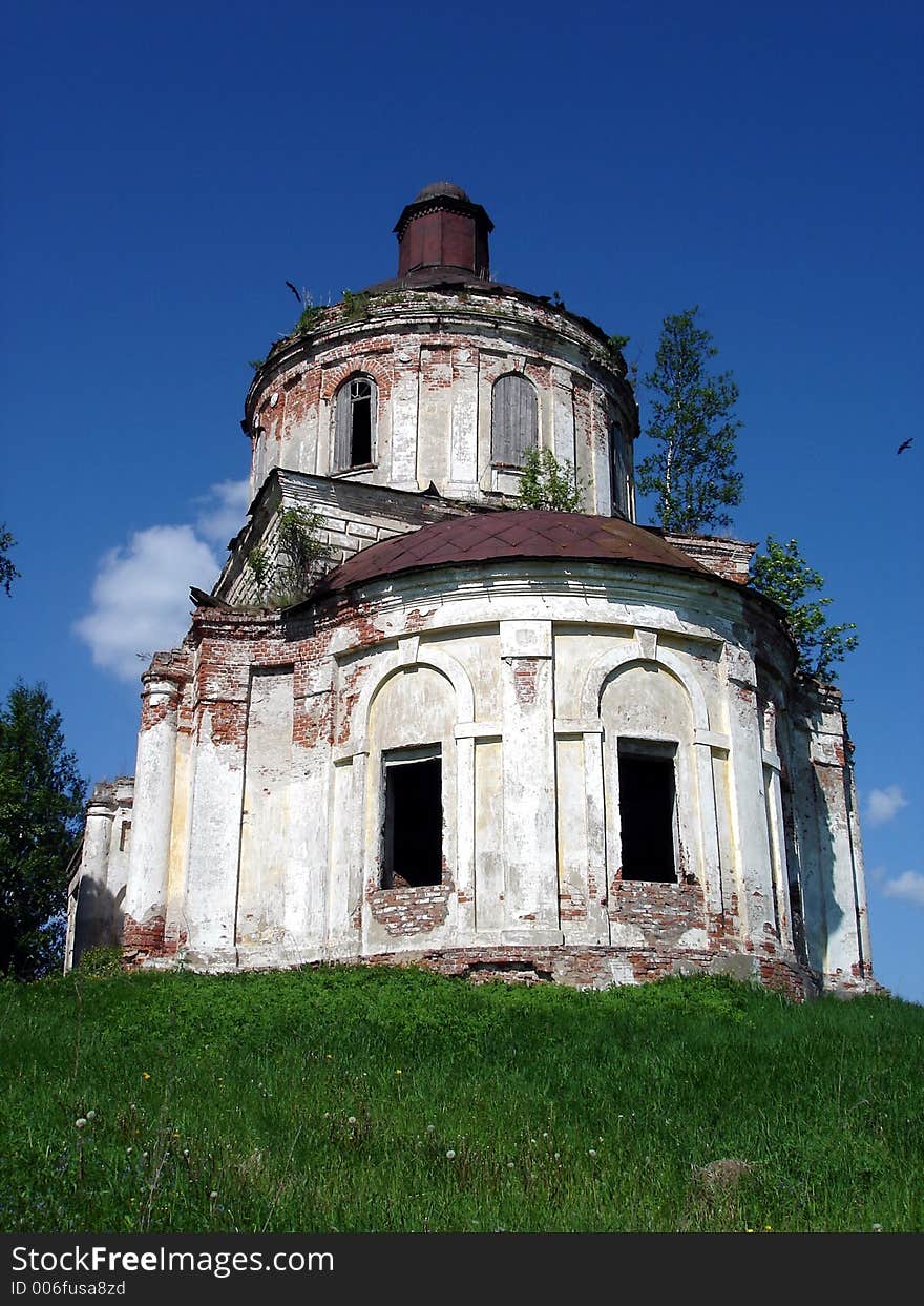 Vladimir region, destroyed church in Russia