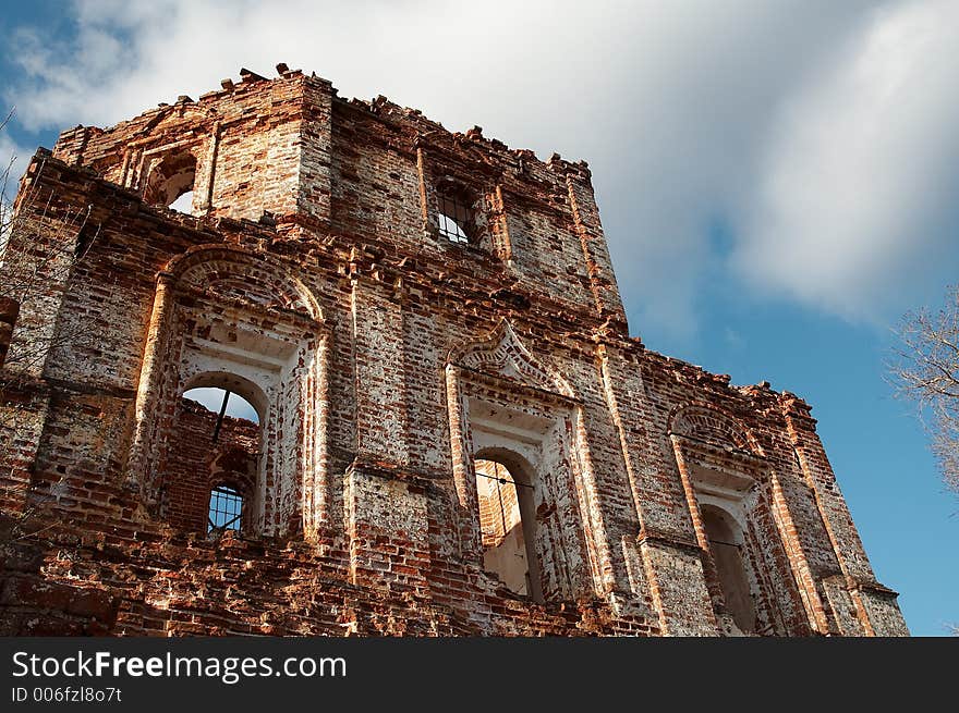 Ruins of old monastery, Pinega river, Russia