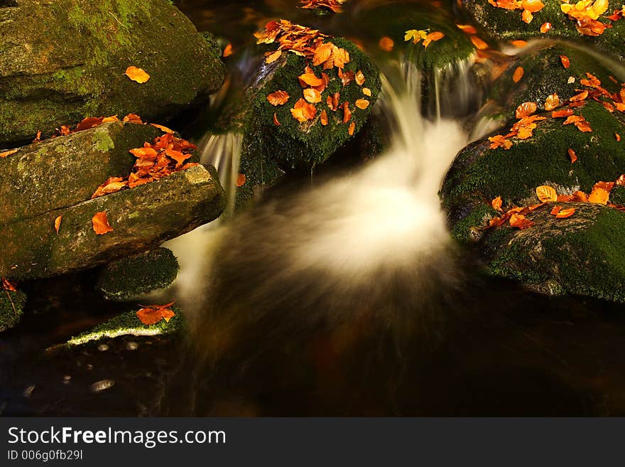 One of many streams in Giant mountains decorated by autumn foliage. One of many streams in Giant mountains decorated by autumn foliage.