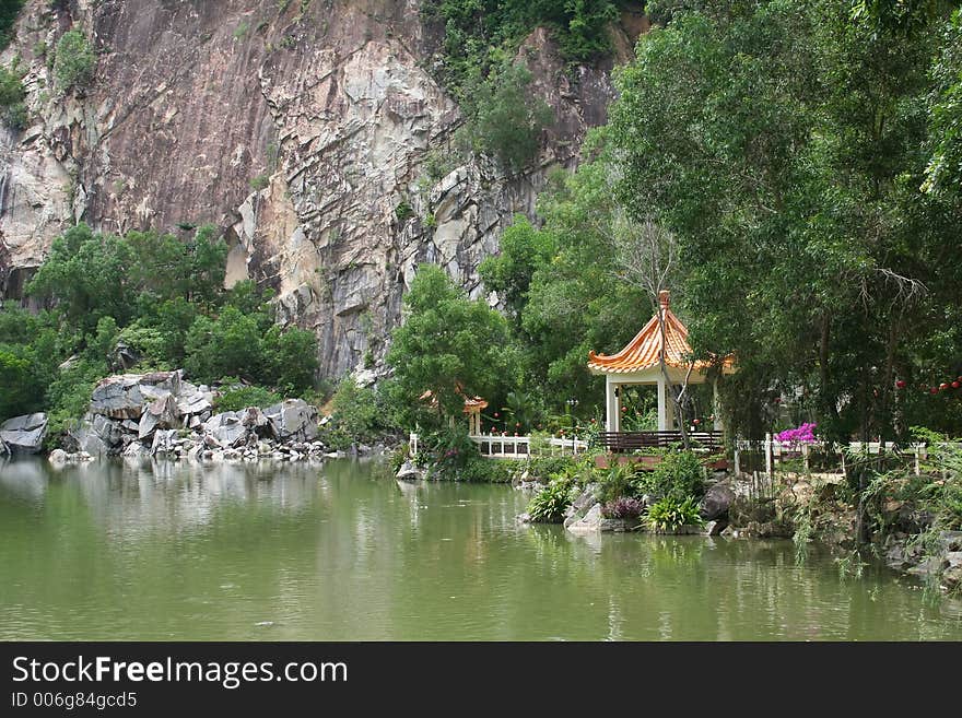 Chinese pagodas, by the lake