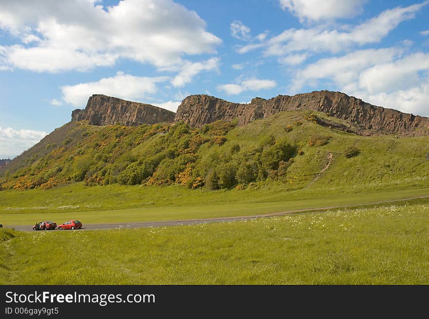 Green mountain in Edinburgh, Scotland