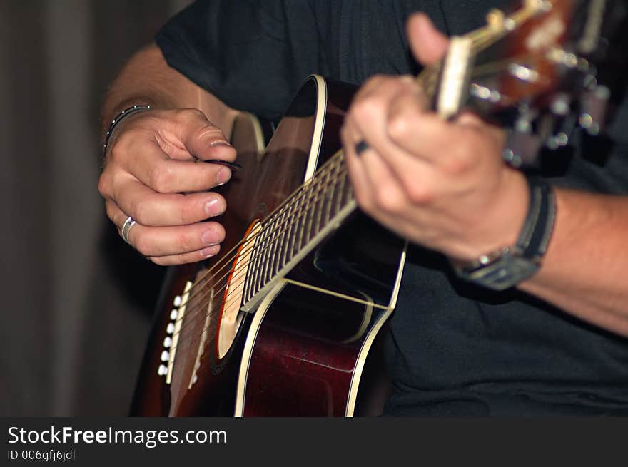 Man playing guitar, I was playing with DOF