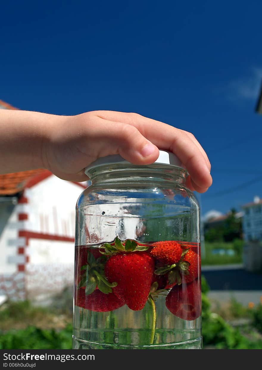 Strawberries in jar