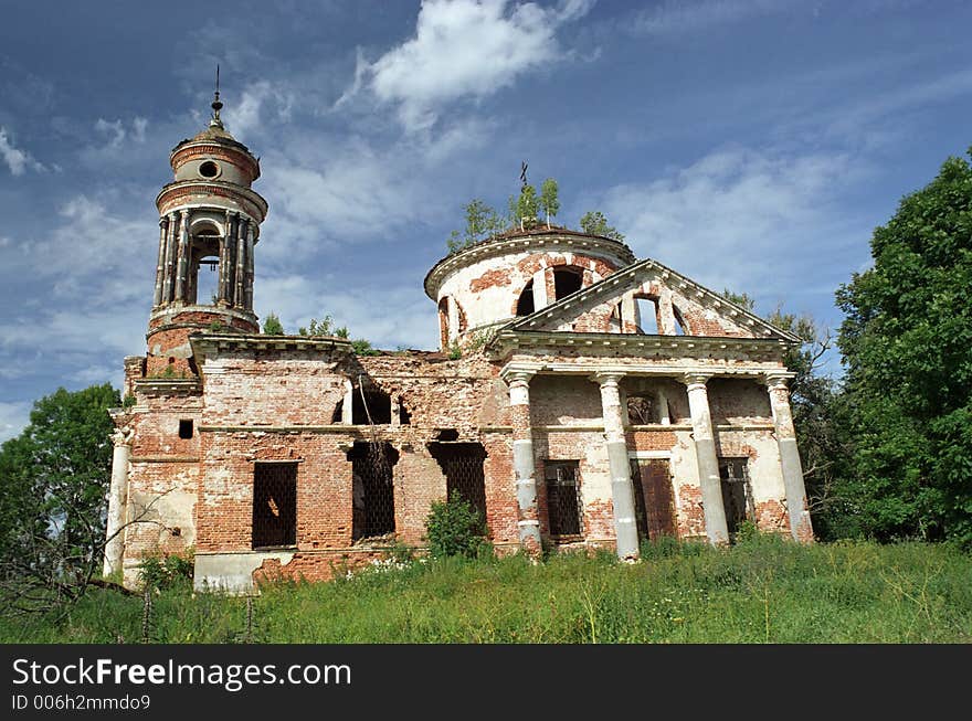 Old destroyed church. Moscow suburb. Old destroyed church. Moscow suburb