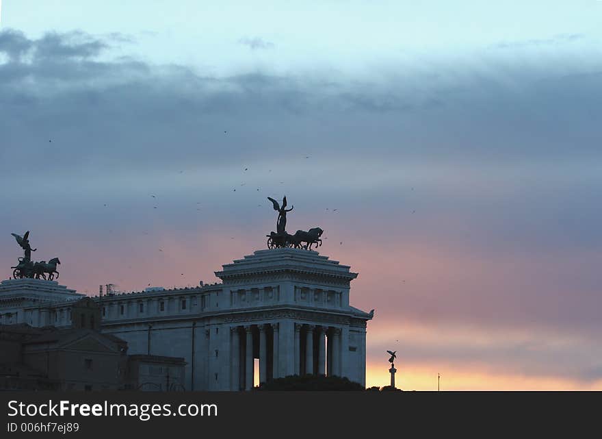 Sunset behind the Piazza. Sunset behind the Piazza