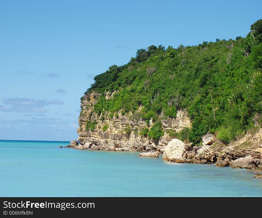 A rock cliff on St Johns, Antigua over looking the Caribbean. A rock cliff on St Johns, Antigua over looking the Caribbean