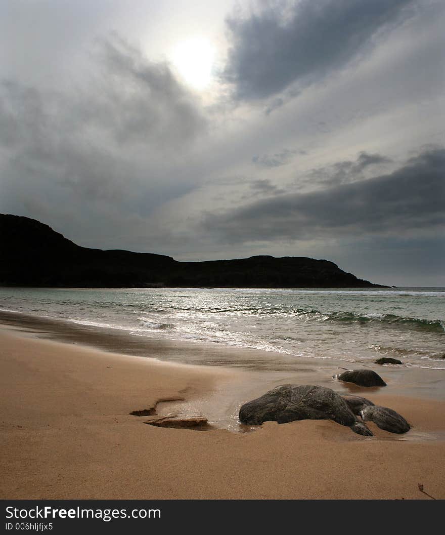 A milky sky over the sands of Dalmore Beach, Lewis, Western Isles. A milky sky over the sands of Dalmore Beach, Lewis, Western Isles