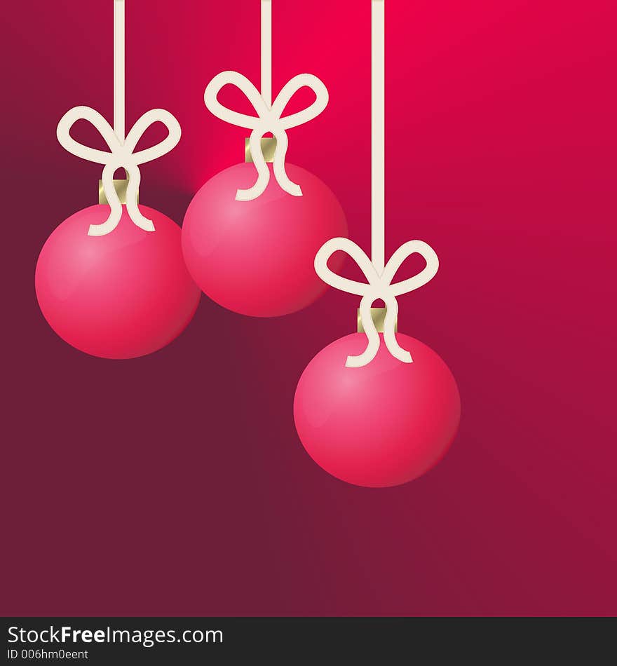 Three hanging christmas ornaments