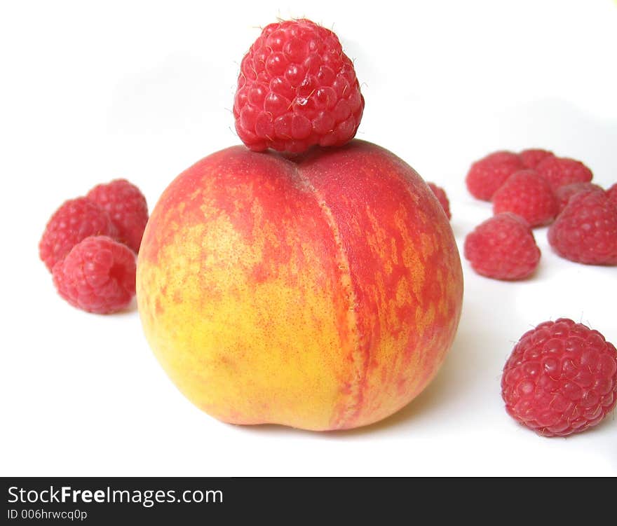 Peach and Raspberries