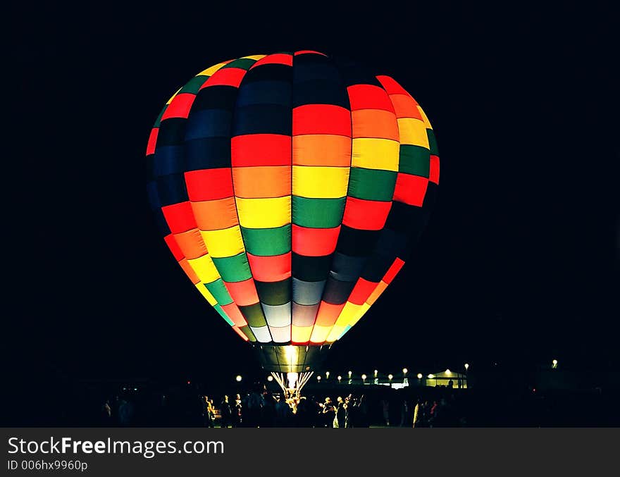 Hot air balloon night glow. Hot air balloon night glow