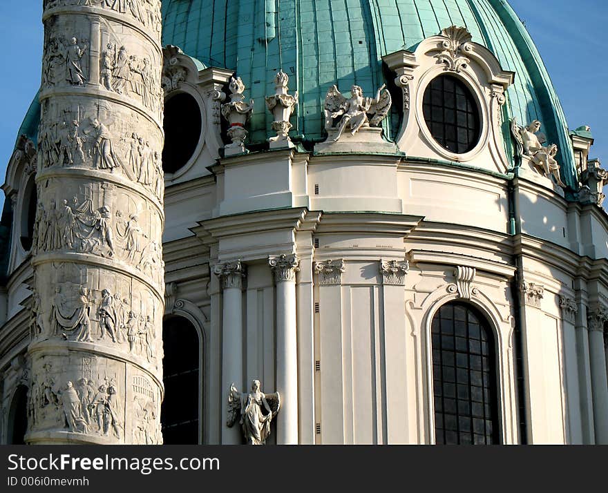 Carls church in Vienna, detail. Carls church in Vienna, detail