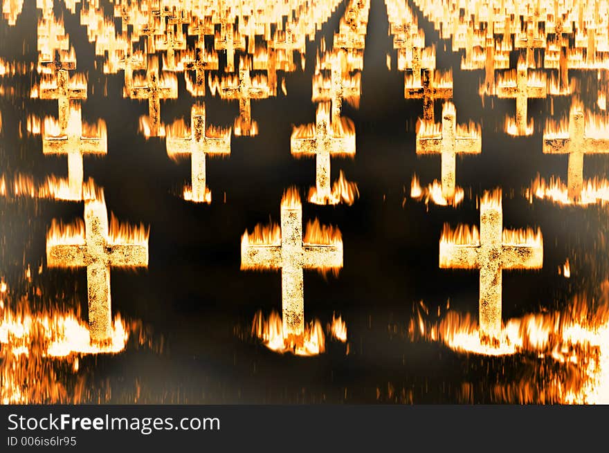 Crosses in fire. Crosses in fire