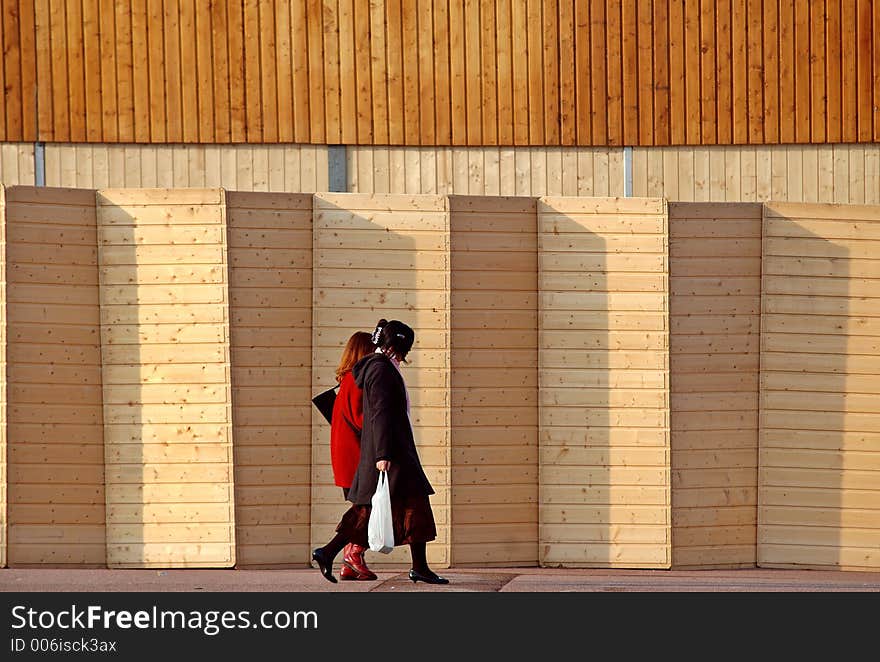 Two young girls, in front of a frence, by a sunny afternoon. Two young girls, in front of a frence, by a sunny afternoon