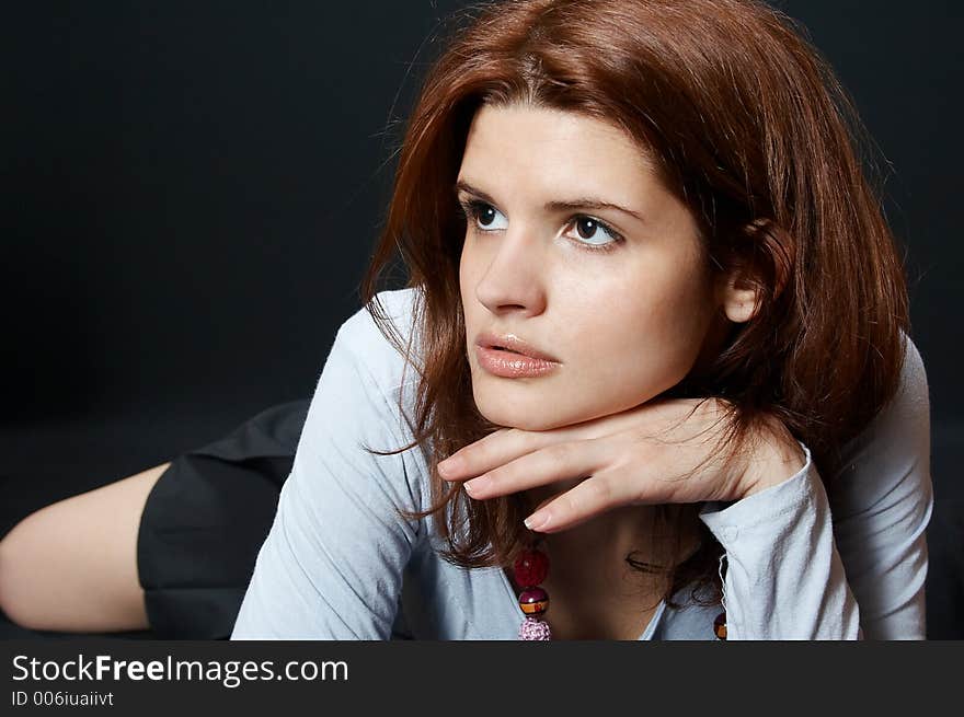 Woman looking away and thinking. Woman looking away and thinking