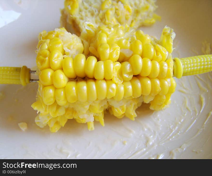 Half-eaten sweetcorn