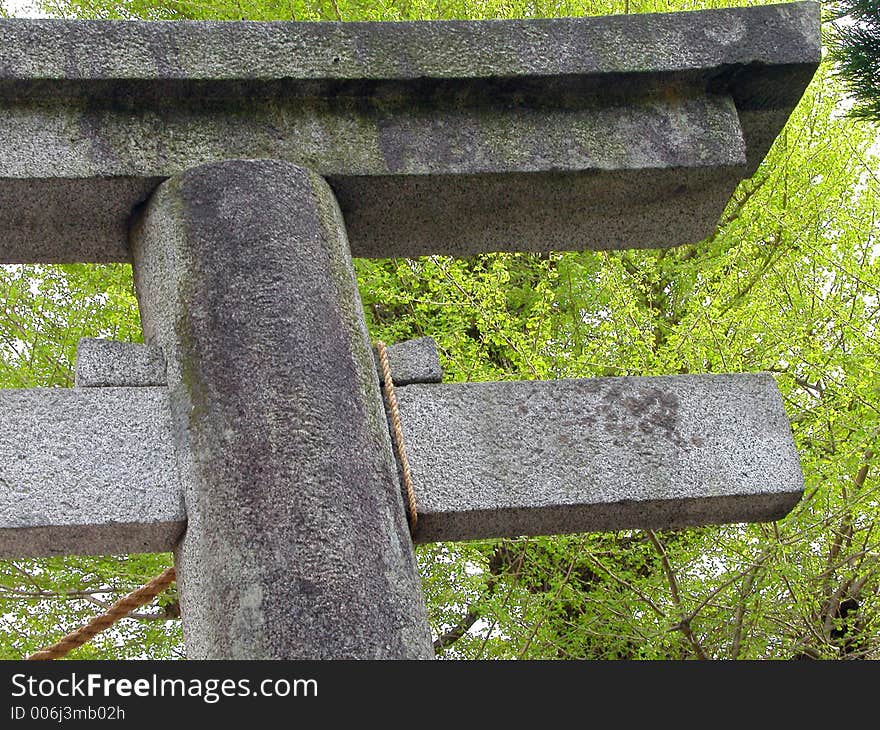 Japanese stone temple gate-detail