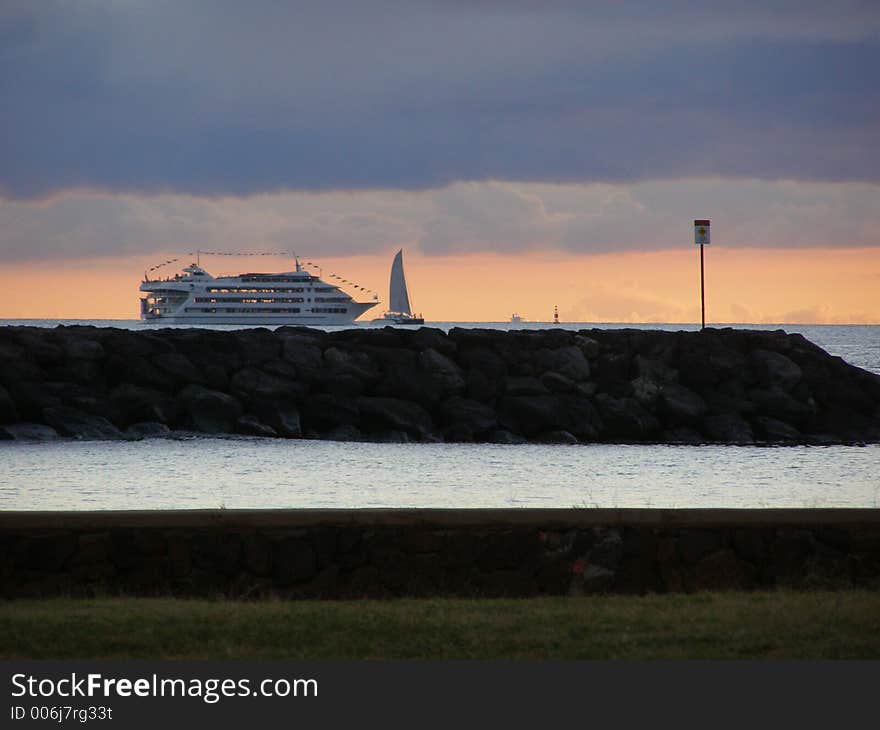 This shot was taking from magic island in Alo Moana Beach Park Honolulu Hawaii. This shot was taking from magic island in Alo Moana Beach Park Honolulu Hawaii