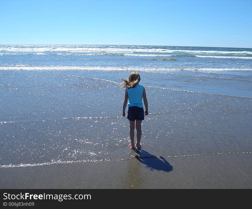 Little girl and the beach