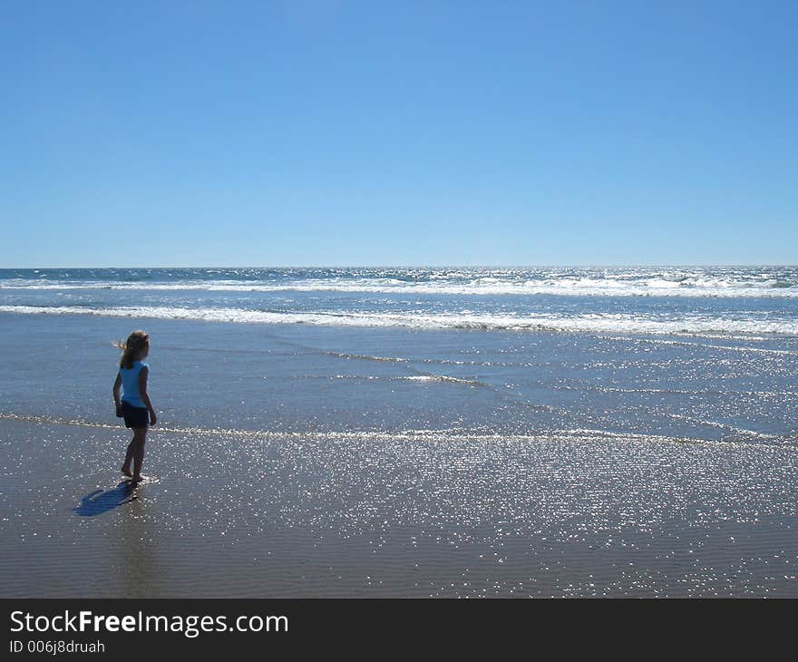 Little girl and the beach