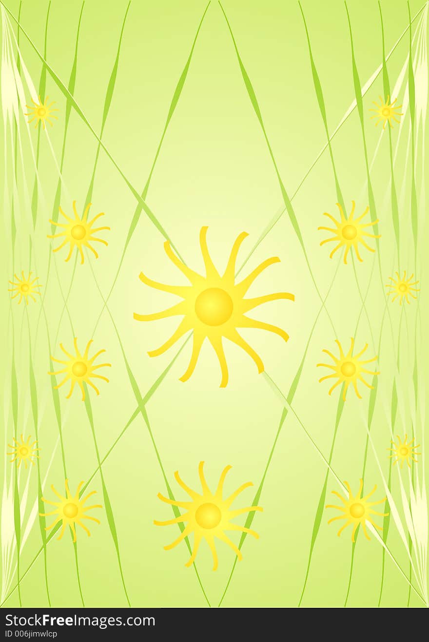 Fresh green wallpaper with yellow flowers illustration. Fresh green wallpaper with yellow flowers illustration